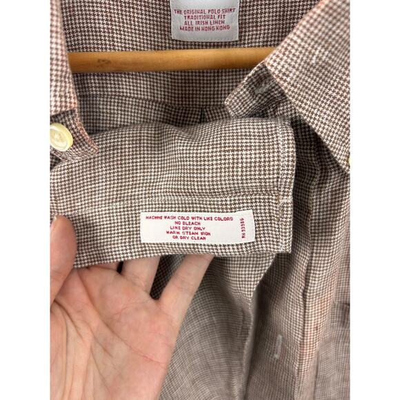 Brooks Brothers XL Irish Linen Houndstooth Short Sleeve  Traditional Fit - Picture 5 of 9